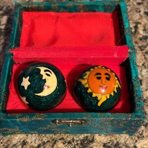(Vintage)Sun and Moon Decorative calm and mental Balls in Box